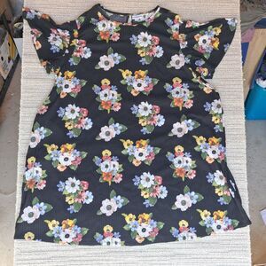 Lularoe Irma Tunic Top 3XL Floral Print High Low Hem Short Sleeve Plus Size Tee